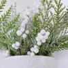 Decorative Flowers Artificial Hanging Decor With White Snowflake Snowball Fake Leaves Plants Potted Home Door Wall Ornaments Christmas