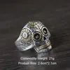 Real Solid 925 Sterling Silver Sugar Skull Rings For Men Mexican Rings Retro Gold Color Cross Sun Flower Engraved Punk Jewelry J01330L