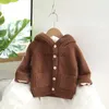 Pullover RiniLucia Herfst Winter Gebreide Vest Trui 2023 Baby Kinderkleding Jongens Meisjes Truien Effen Dikker Warme Hooded Jassen HKD230719