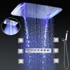 Luxury Thermostatic Shower Faucets Bathroom LED Ceiling Shower panel Multi Functions Rainfall showerhead set With Massage Body Jet282o