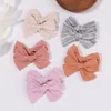 2st/set broderad bowknot hårklipp för flickor godis färg bomull bågar klipp hårnål Barrettes huvudkläder barn hår tillbehör