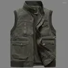 Men's Vests Autumn Mens Sleeveless Tactical Pographer Jacket Cotton Casual Multi Pocket Vest Male Waistcoat Coat Plus Big Size