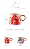 Tasses De Luxe Léger Et De Haute Valeur Ins Style Tasse En Céramique Avec Or Abstrait Café Couple Tasse Bureau Maison Rouge