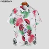 Camicie casual da uomo INCERUN Camicia hawaiana da uomo Stampa estiva Risvolto Manica corta Abbigliamento da vacanza Streetwear 2023 Traspirante