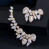 Stud CWWZircons Chic Cubic Zircon 585 Goud Kleur Lange Asymmetrische Oor Klimmer Klem Oorknopjes voor Vrouwen Punk Rock Sieraden CZ725 230718