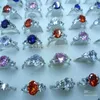 Hela 100st Rhinestone 925 Silver Ring Zircon Gemstone Jewlery med Display Box254h