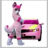 2018 Alta qualità ohlees immagine reale po rosa Fursuit Husky Wolf costumi mascotte di halloween personaggio Testa fantasia festa cos232H