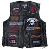 Gilet da uomo Gilet in pelle da motociclista Toppe ricamate Giacca senza maniche moda retrò Locomotiva Club Coat Punk per uomo