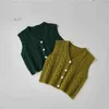 Pulôver estilo coreano infantil tricô cardigan infantil colete primavera outono cor sólida suéter com decote em v para bebês meninos e meninas HKD230719