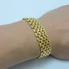 Pulsera de malla ancha de 18 mm Cadena de pulsera de pulsera de moda suave llena de oro amarillo de 18 k 8 07 pulgadas Cadena de muñeca para hombre para mujer Link241P