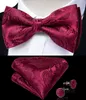 أحزمة الرجال Cummerbunds الحرير Paisley Red Tuxedo Bow Tie Pocket Square Brooch Set Men Wedding Weistband Dibangu 230718