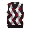 Erkek Sweaters Erkekler Yelek Sonbahar Bahar Sıcak Kalın Kolsuz V-Bedek Argyle İnce Fit Moda Sweaters Örme Pamuklu Günlük Yün Kat Üstleri L230719