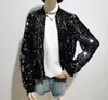 Women's Jackets Black Sequin Baseball Jacket Spring Stand Collar Long Sleeve Zip Up Varsity Korean Fashion 2023 Women Coat