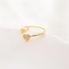 Femme Love Rings Lovely 24 K CT Fine Solid Gold GF CZ CZ STONES RING RÉGLABLE Taille ouverture Bijoux en forme de coeur mignon 2680