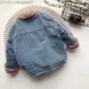 Casaco Inverno engrossado bebê jaqueta jeans Plus caxemira quente jaqueta infantil Moda jaqueta 2 3 4 5 6 7 8 anos roupas infantis Z230719