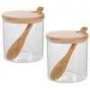 Ensembles de vaisselle 2 pots à épices en verre contenants d'assaisonnement couvercles sel sucre terrariums prendre des bocaux de bain