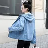 Women's Jackets Spring Autumn Women Bomber Jacket 2023 Hooded Zipper Denim For Leisure Jeans Coat Female