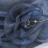 Breda randen hattar marinbröllop för kvinnor stora eleganta mesh solskade fällbara blommatillbehör brudhuvudbonader