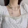Hänge halsband ursprung sommar utsökt kärlek hjärtroteshalsband för kvinnor simulering pärla asymmetri pärlor smycken