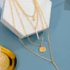 Bohemian Multi Layered Necklace for Women Vintage Charm Star Moon Gold Pendant 2021 Geometric Collier Collares Halsband314e