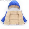 Abrigo de plumas Chaqueta de algodón para niños Ropa para niños Delantal de algodón para niñas Chaqueta con capucha de lana para niños Ropa de invierno para niñas 1-6T Z230720