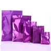 Purple Mylar мешки с застежкой-молнией Уплотнятельная упаковка фольга Тепловая сумка глянцевая плоская плоская пачка мешки для конфет и шоколада много размером 265Z 265Z