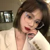 Sonnenbrille Korea Retro Transparent Große Gläser Rahmen Frauen Schöne Ins Kein Make-Up Plain Männer Brillen Nette Dekorative Computer