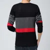 Мужские свитера весны осенней моды Универсальный темперамент корейский топ-топс. Мужчина повседневная трикотажная полосатая полосатая свитер.