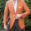 Men's Suits Designs Orange Summer Casual Men Blazer Slim Fit 1 Piece Tuxedo Coat Custom For