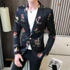Mäns kostymer Blazers 2021 Spring Crown Print Mens Blazer Korean Jacket Wedding Dress Suit Stylish For Men Slim Fit DJ Singer158w