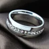 30pcs Silver Comfort Fit Rhinestone Zircon Stainless Steel Wedding Rings Full circle with CZ Whole Jewelry lots232p