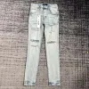 Men's Jeans Mens Purple Designer Pants Ripped Straight Regular Denim Tears Loose Washed Chg23071919
