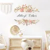 Wall Stickers Custom Name Floral Wreath Roses Foliage Watercolor Wall Sticker Vinyl Nursery Removable Wall Decals Kids Bedroom Home Decoration 230718