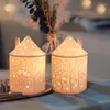 Candle Holders Small House Ceramic Holder Creative Atmosphere Restaurant Decoration Candelabro Ornaments Handicrafts Courtyard Decor A