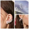 Stud Earrings 925 Silver Needle Phoenix Feather Asymmetric Square Zirconia Ear Climber Women Lady Brand Jewelry