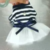 Hundebekleidung Sommer Prinzessin Hochzeitskleid Haustier Bottoming Stripe Print Kleidung Katze Vestido Perro