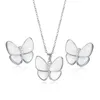 Collier Boucles D'oreilles Ensemble De Mode En Trois Dimensions Tempérament Papillon Cadeau Et Pour Les Filles En Acier Inoxydable Bijoux