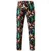 Men's Suits Green Printed Trousers Business Casual Men Pants Spring And Autumn Fashion Male Slacks Red Blue Black