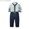 Set di abbigliamento Top e Top Set di abbigliamento per uomo per bambini e ragazzi Camicia a maniche lunghe con papillon casual + pantaloni di sospensione Set formale Z230719