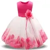 2021 Girls Rose Petal Hem Cute Princess Floral Dress Kids Christmas Dresses for Girl Wedding Festidos Party Dress