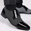 Klasyczne mężczyźni do modnego sukienki 394 Oxfords Patent Lace Up formalne czarne skórzane buty weselne 230718 MAL 991 Oxds