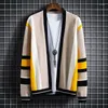 남자 스웨터 패션 의류 봄 가을 한국 클래식 패치 워크 니트 카디건 메일 캐주얼 재킷 긴 소매 C07