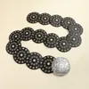 Nakszenia krawatów Vintage Disc szeroki pasek przesadzony okrągły pusty metalowy metalowy pasek Feminin Ceinture Dress Akcesoria 2307718