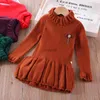 Пуловер девочки с длинными рукавами платье для свитера модное вязаное платье детская одежда для девочек 3-7 лет HKD230719