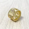 2020 New Four Leaves Clover Zircon Gold Ring For Women Flower Rings Fashion Jewelry For Women Engagement Gift With Box With Stamp275G