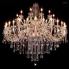 Chandeliers Large Transparent Crystal Modern Chrome Lighting Fixtures Dining Room Hanging Lamps Luxury Home LED