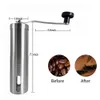 Manual Coffee Grinders Stainless Manual Coffee Grinder coffee accessory Portable Hand Grinder Coffee Bean Burr Grinder Mill Double Bearing Positioning 230718