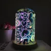 Luci notturne 3D Colorful Magic Creative Glass Lamp Home Decor Desk Camera da letto romantica Luce da comodino