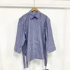 Damesblouses Kuzuwata Japanse Two-wear Afneembare mouw Lint Shirts Streep Effen Kleur Lange Blusas 2023 Lente Ontwerp Casual Blouse