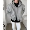 Men's Hoodies Black Gray Shoulder Pad Men Fashion Casual Cardigan Sweatshirt Mens Streetwear Korean Loose Zipper Hooded Hoodie